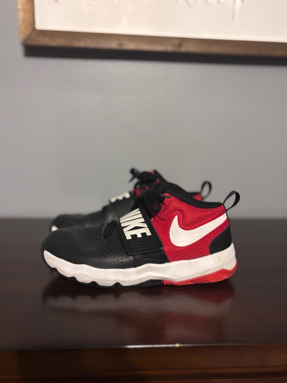 Nike Team Hustle Red and black Nike tennis shoes sz. 2.5